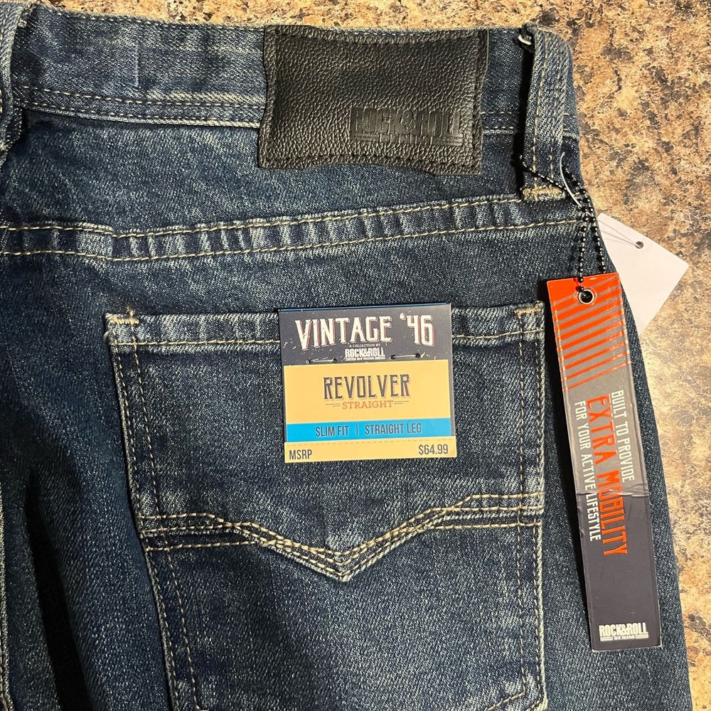 One pair of men’s rock&roll jeans size 32x36 new with tags